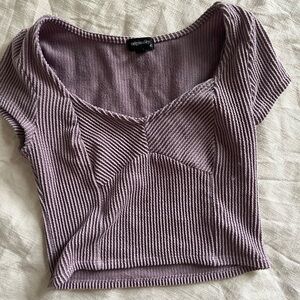 Fitted Purple Ribbed Shirt